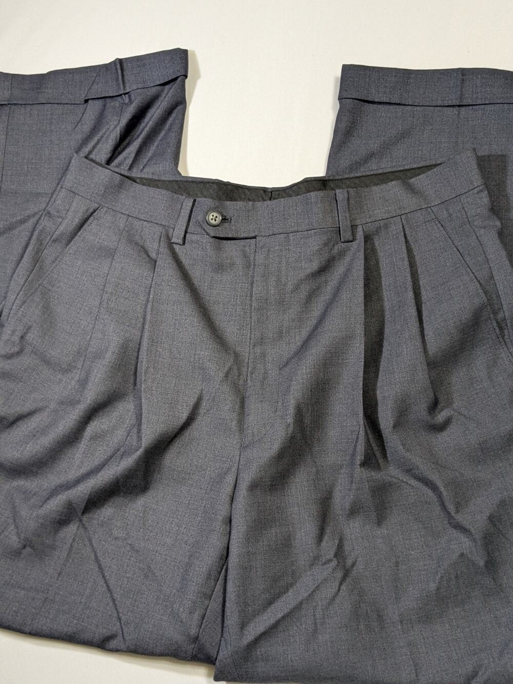 Lauren Ralph Lauren Mens Dark Gray Double Pleated Cuffed Dress Pants 32x28